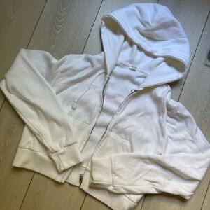 Brandy Melville Cream white knit crop hoodie